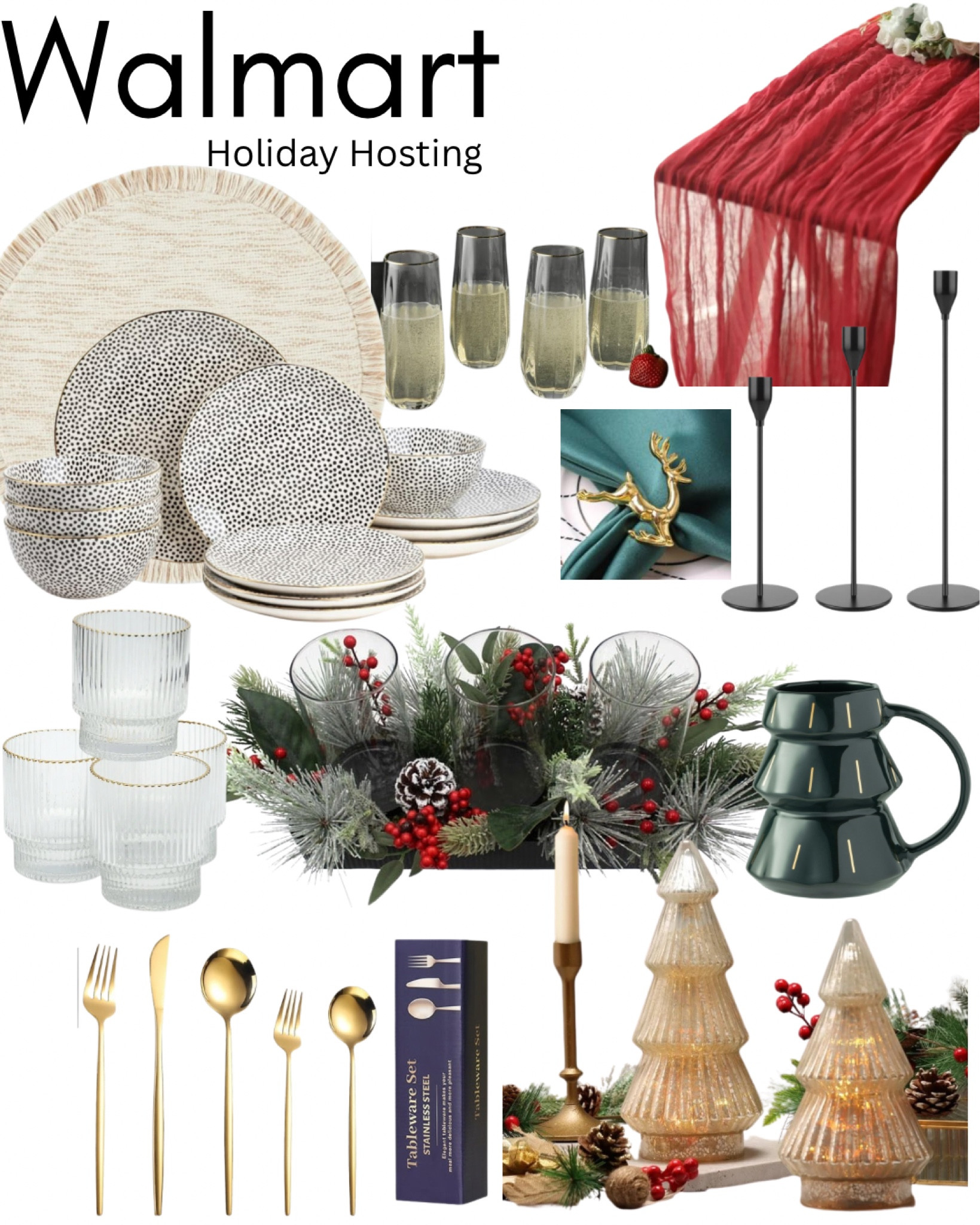A few items you may need if your hosting this Christmas  from @walmart🎄 ☃️

Dinnerware | Silverware | Table Runners | Napkin Rings | Glassware | holiday mugs | Candle Holders 

#LTKSaleAlert #LTKHoliday #LTKSeasonal