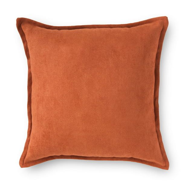 Mainstays Faux Suede Decorative Throw Pillow with Flange, 18" x 18", Baked Clay - Walmart.com | Walmart (US)