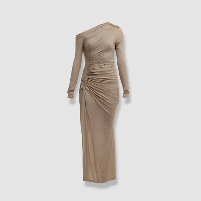 $980 Unttld Women's Beige Ruched Mesh One-Shoulder Dimitra Dress Size FR36/US4  | eBay | eBay US