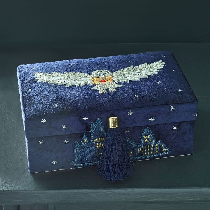 Harry Potter™ Hedwig™ Beaded Velvet Jewelry Box | Pottery Barn Teen