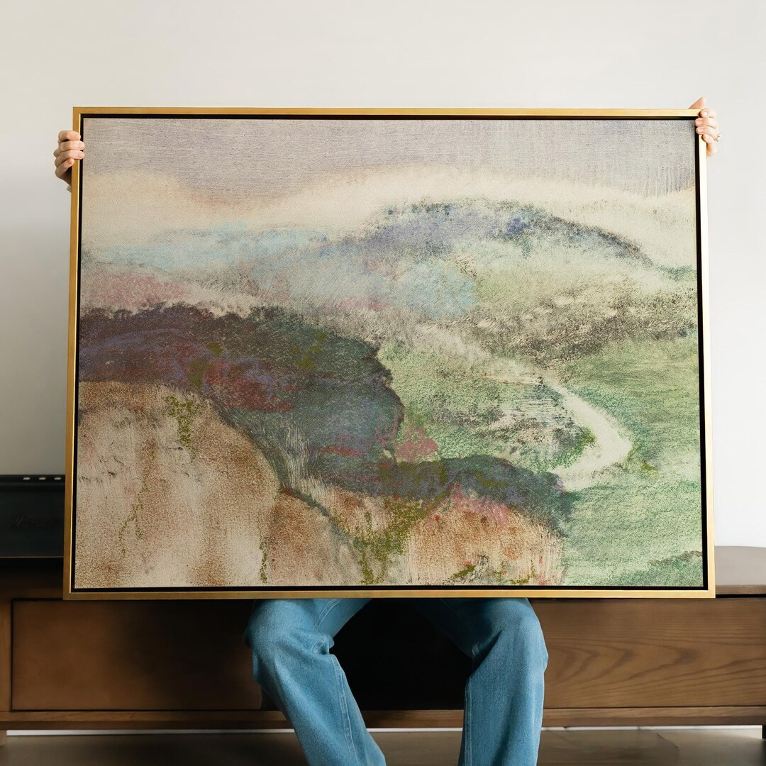 Misty Mountain River Framed Canvas | Antique Oil Painting Print - Etsy | Etsy (US)