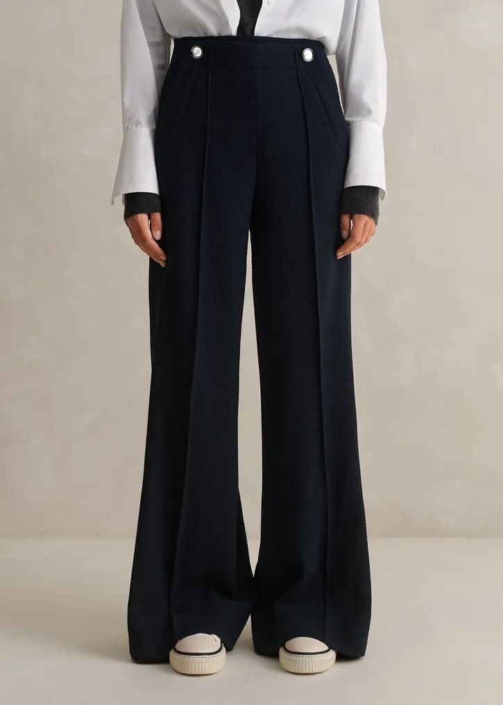 Textured High-Waisted Wide Leg Pant | ME+EM US