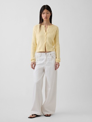 100% Cotton Pointelle Crop Cardigan | Gap (CA)
