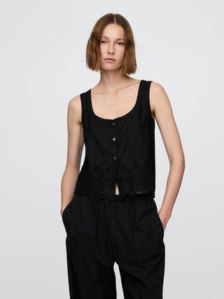 Linen-Blend Embroidered Vest | Gap (US)