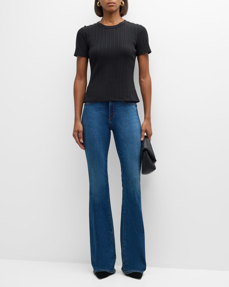 Veronica Beard Jeans Beverly High-Rise Skinny Flare Jeans | Neiman Marcus