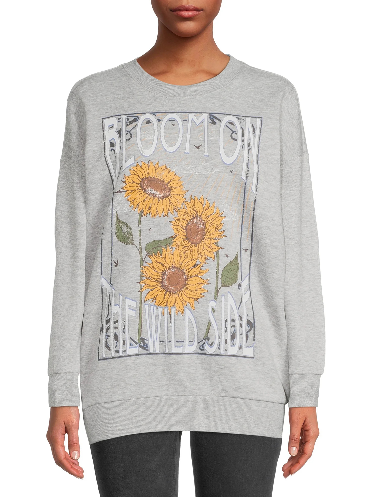 No Boundaries Junior's Graphic Print Tunic Sweatshirt | Walmart (US)