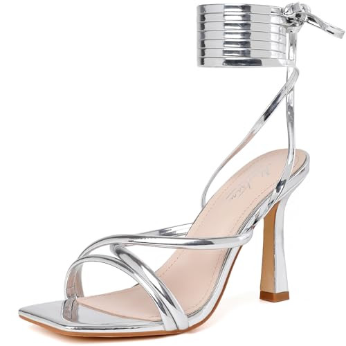 Amazon.com | Mostrin Red Strappy Heels for Women Lace Up Heels Sexy Tie Up Stiletto Heeled Sandal... | Amazon (US)