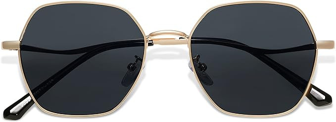 SOJOS Hexagon Square Sunglasses For Women Trendy Small Faces Octagon Gold Rim Wire Frame Geometri... | Amazon (US)