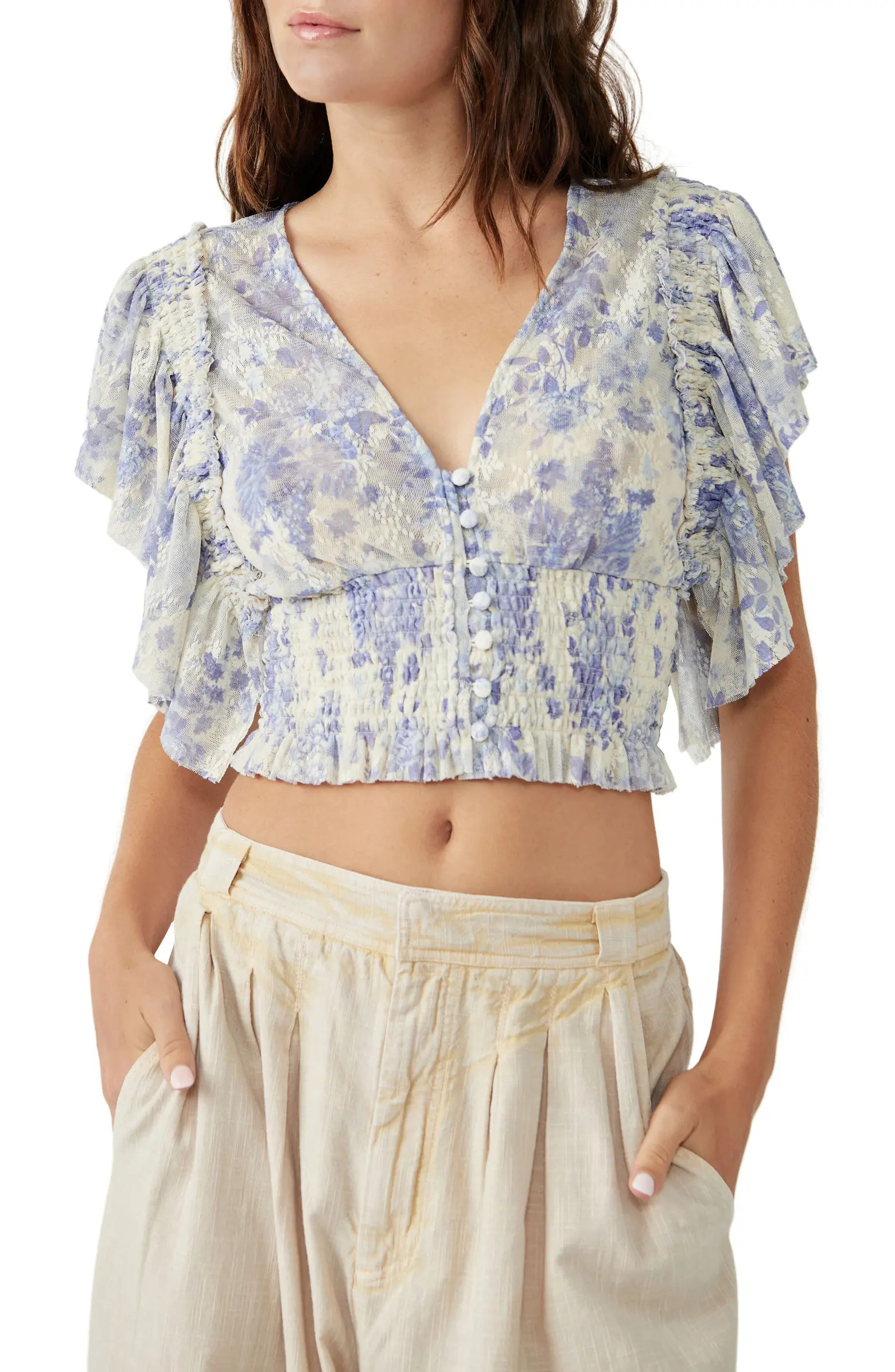 Sugar Ruffle Sleeve Crop Top | Nordstrom