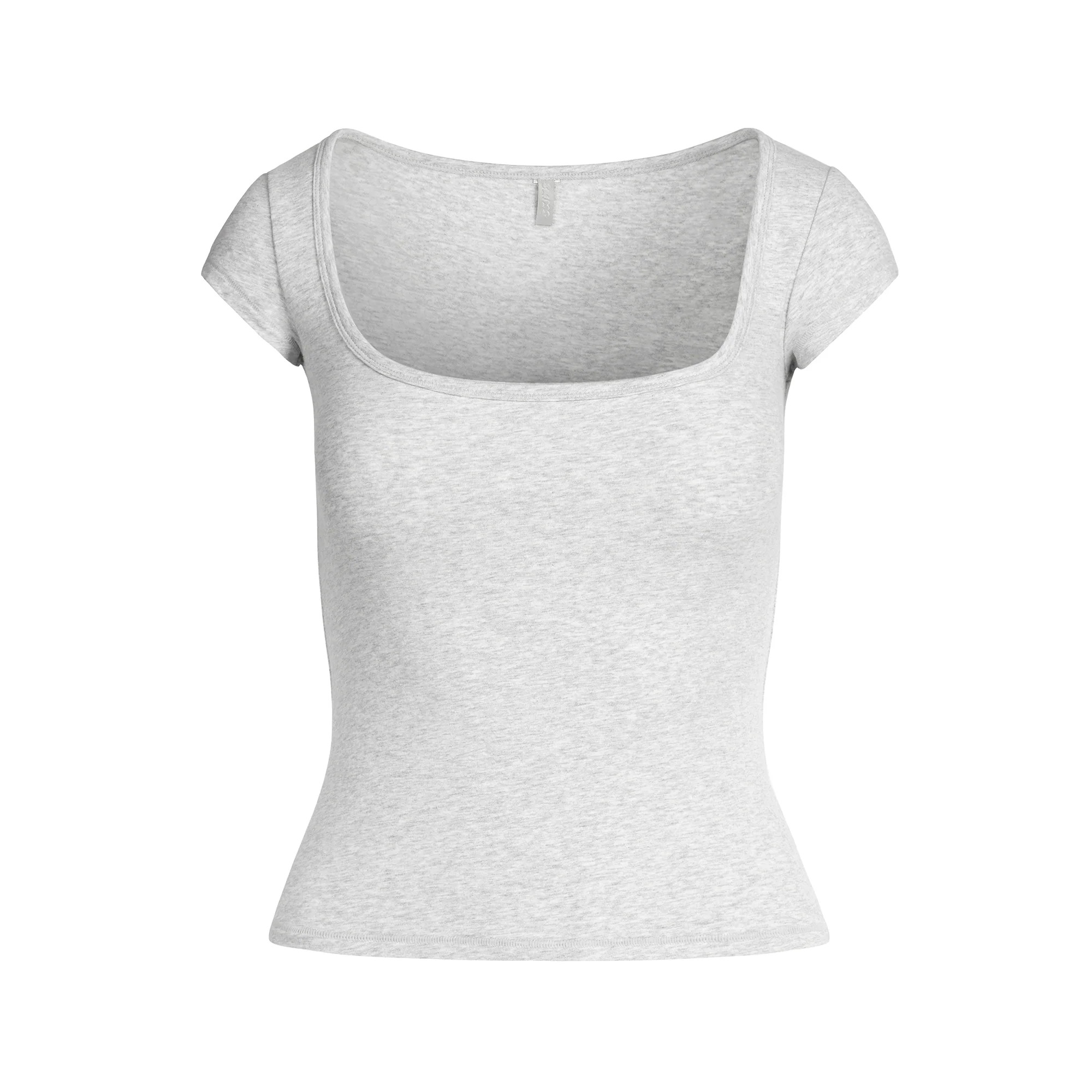 COTTON JERSEY SCOOP NECK T-SHIRT | LIGHT HEATHER GREY | SKIMS | SKIMS (US)