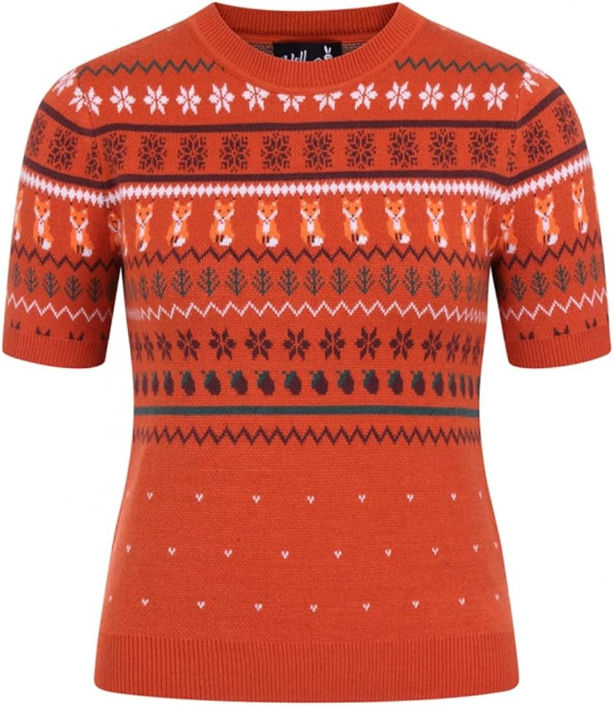Hell Bunny Vixey Jumper Fox Knitted 50's 60's Vintage Retro Pinup Short Sleeve | Amazon (US)