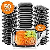 Miibox 24 Oz Meal Prep Plastic Storage Bento Box with Lids, BPA Free, 50pcs Fork Disposable Food Tak | Amazon (US)