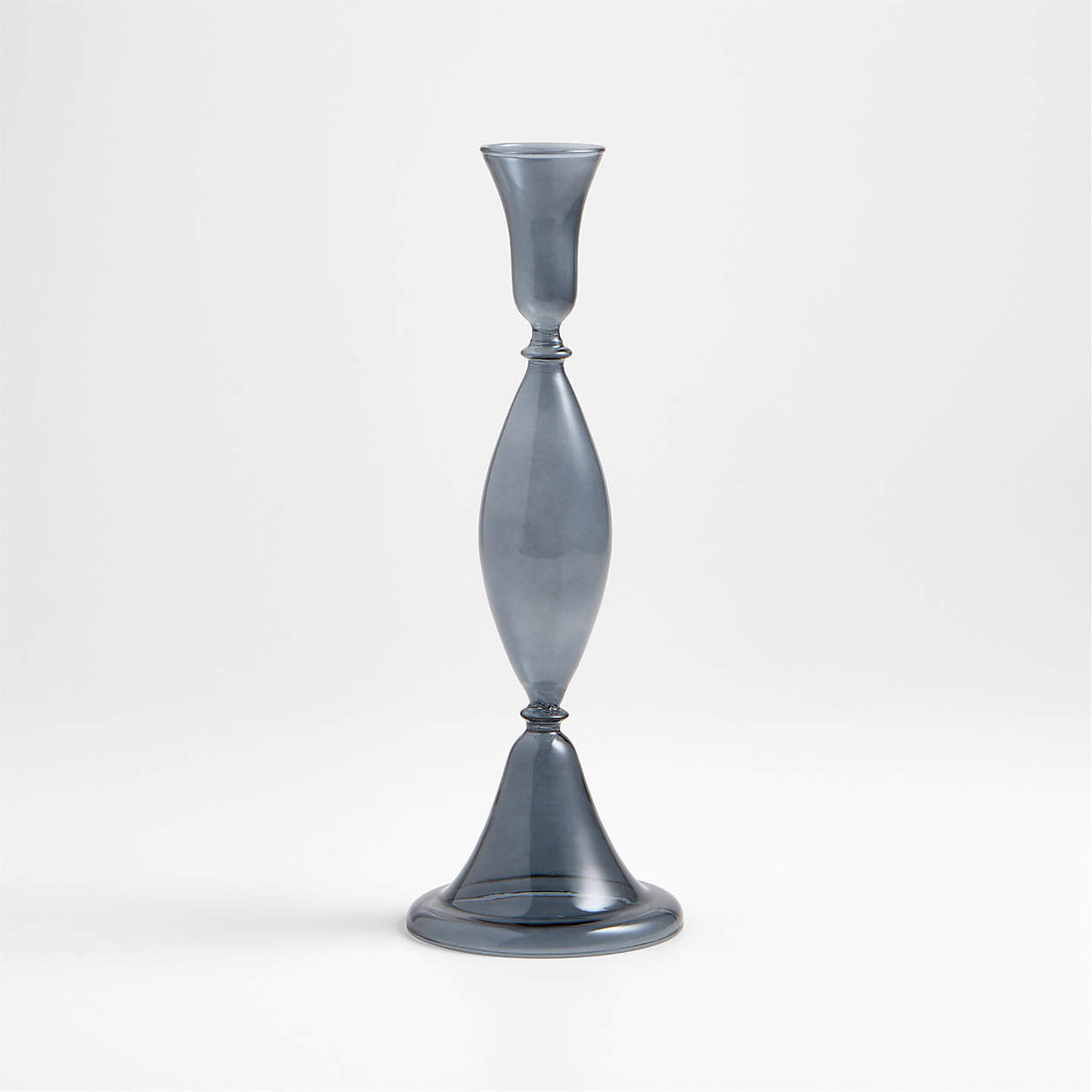 Milano Large Blue Glass Taper Candle Holder 12.5" + Reviews | Crate & Barrel | Crate & Barrel