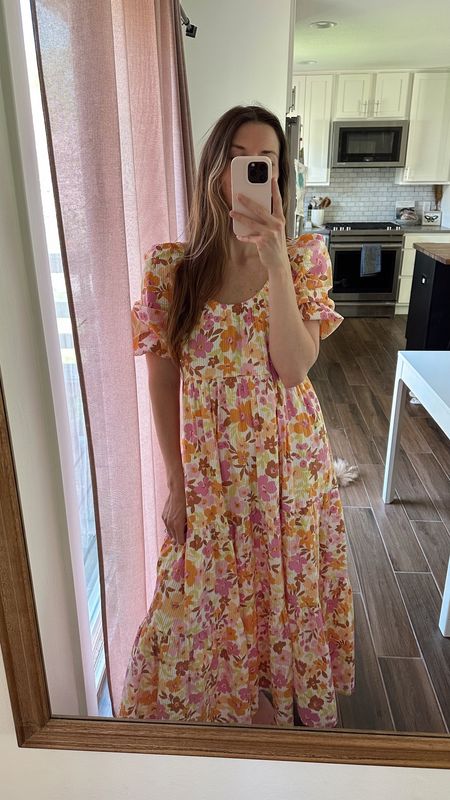 wearing an xs in this floral dress! So beautiful, comfy and nursing friendly! 
Would be so cute with a bump! 

Spring dress, summer dress 

#LTKfindsunder100 #LTKSeasonal