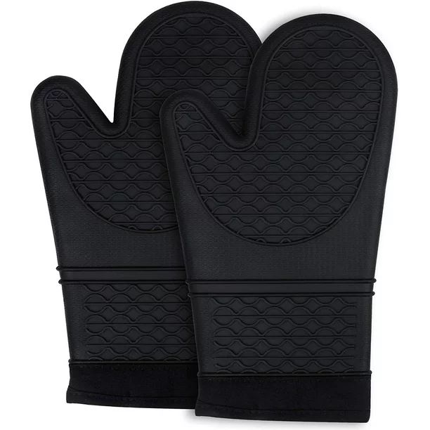 Movsou Silicone Oven Mitts Heat Resistant Oven Gloves to 446℉ Non-Slip with Quilted Liner Mitts... | Walmart (US)