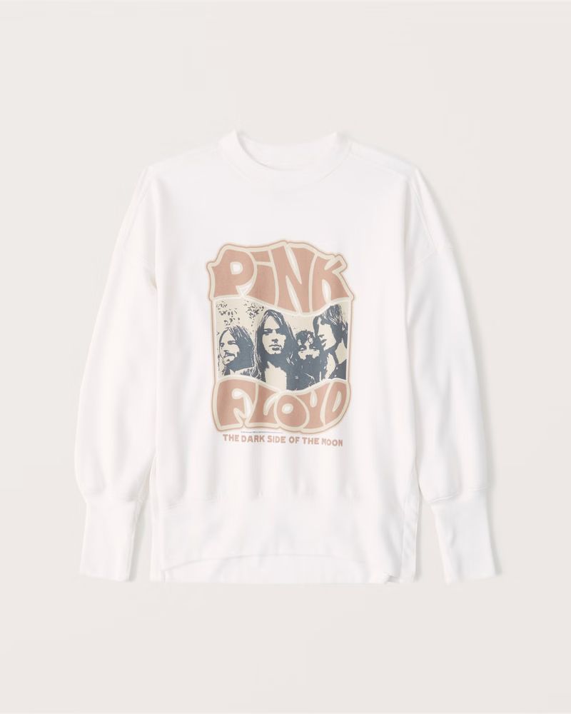 Women's Pink Floyd Split-Hem Tunic Graphic Crew Sweatshirt | Women's Clearance | Abercrombie.com | Abercrombie & Fitch (US)