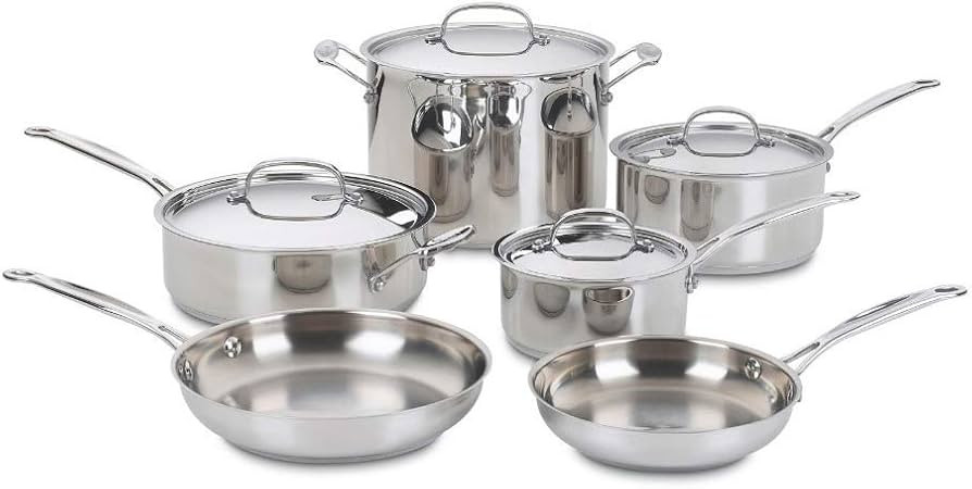 Cuisinart 77-10P1 10-Piece Chef's-Classic-Stainless Collection, Cookware Set | Amazon (US)