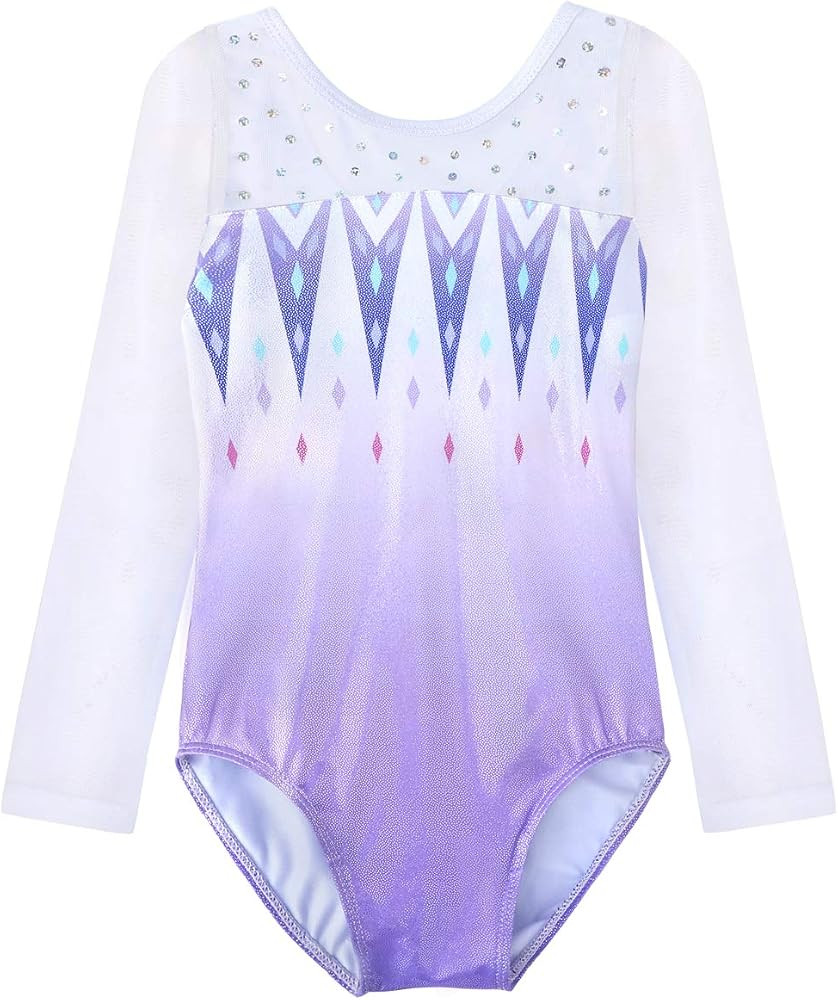 HOZIY Leotards for Girls Gymnastics Kids Children Biketard Snowflake Ribbon Blue Purple Hot Pink ... | Amazon (US)