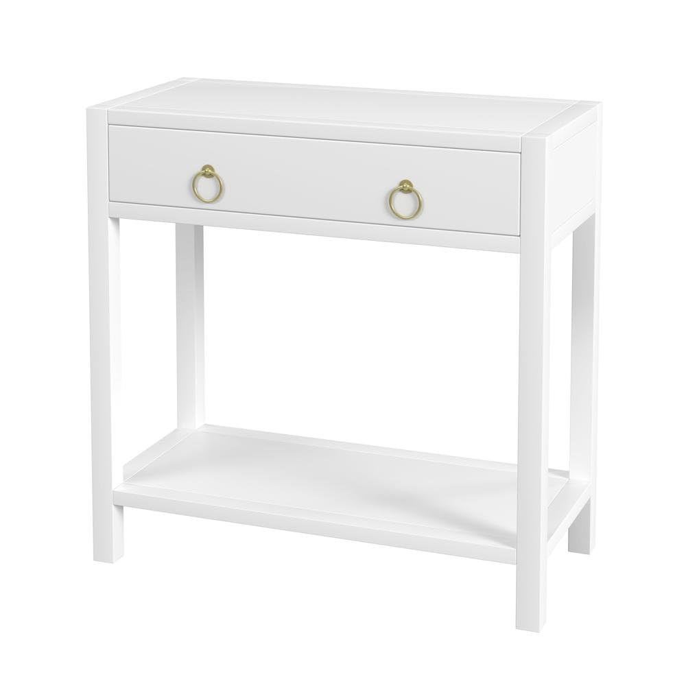Wide White Nightstand with Drawer – 30 Inch Tall Wooden Nightstand for Bedroom, Acacia Veneer B... | Amazon (US)