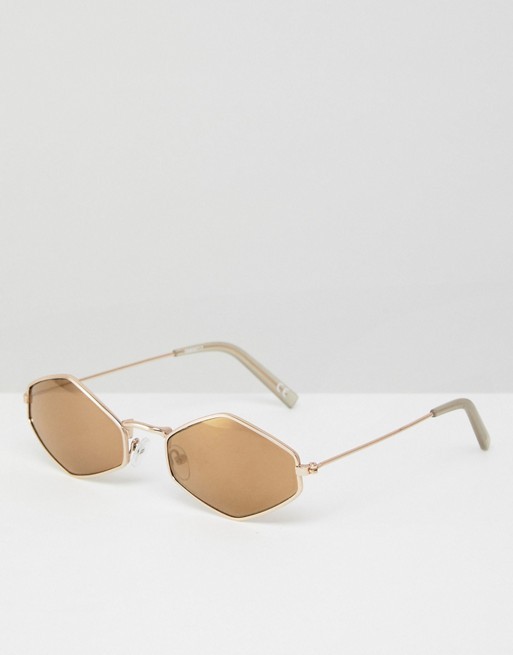 ASOS Hexagonal Sunglasses In Brown | ASOS US