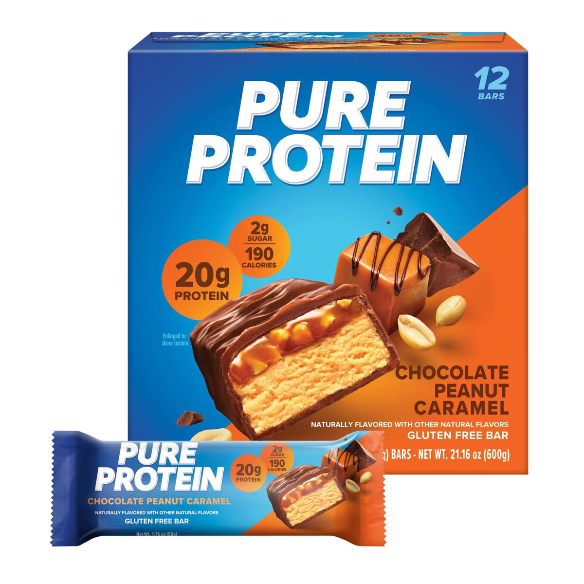 Pure Protein 20g Protein Bar - Chocolate Peanut Caramel - 12ct | Target