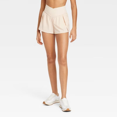 Women's Crossover Waistband High Rise Woven Shorts - JoyLab™ Tan L | Target