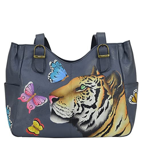 Anna by Anuschka Women's Genuine Leather Shoulder Bag - Hand Painted Original Artwork Exterior - Royal Tiger | Amazon (US)