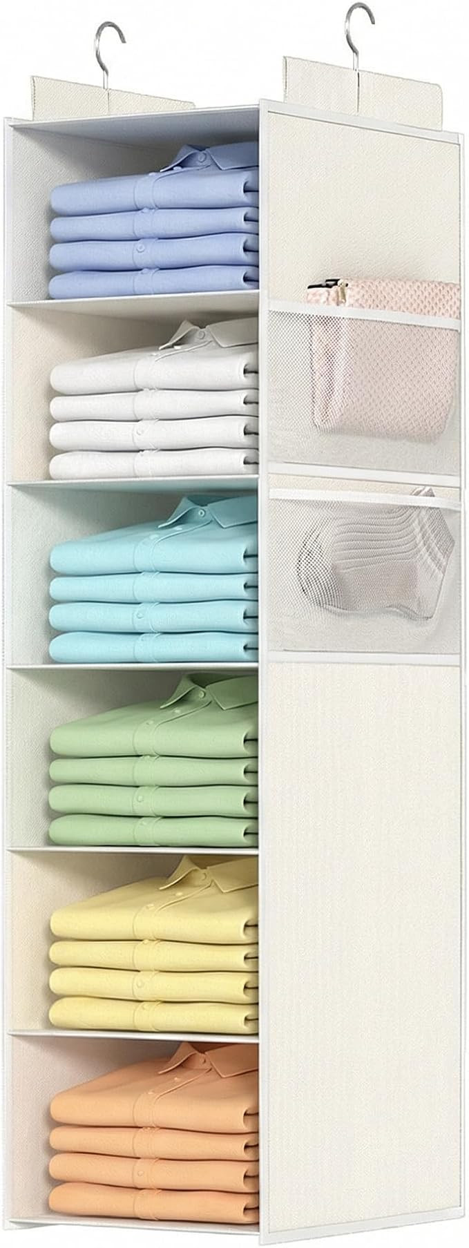 Extra Deep Hanging Storage with 6 Shelves and Large Mesh Pockets, Durable, Heavy-Duty Wardrobe St... | Amazon (UK)