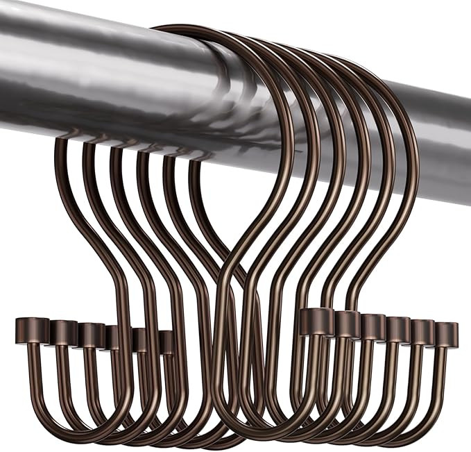 Bathway Shower Curtain Hooks Bronze Shower Curtain Rings with Cylindrical Design, 12Pcs Metal Sho... | Amazon (US)