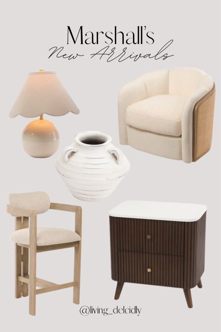 New arrivals at Marshall’s✨

Scalloped Table Lamp | Swivel Accent Chair | Distressed Vase | Counter Stool | Fluted Nightstand

#LTKHome