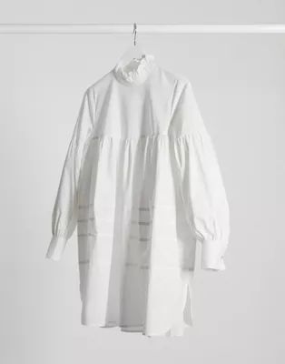 Only Maja high neck smock dress in white | ASOS (Global)