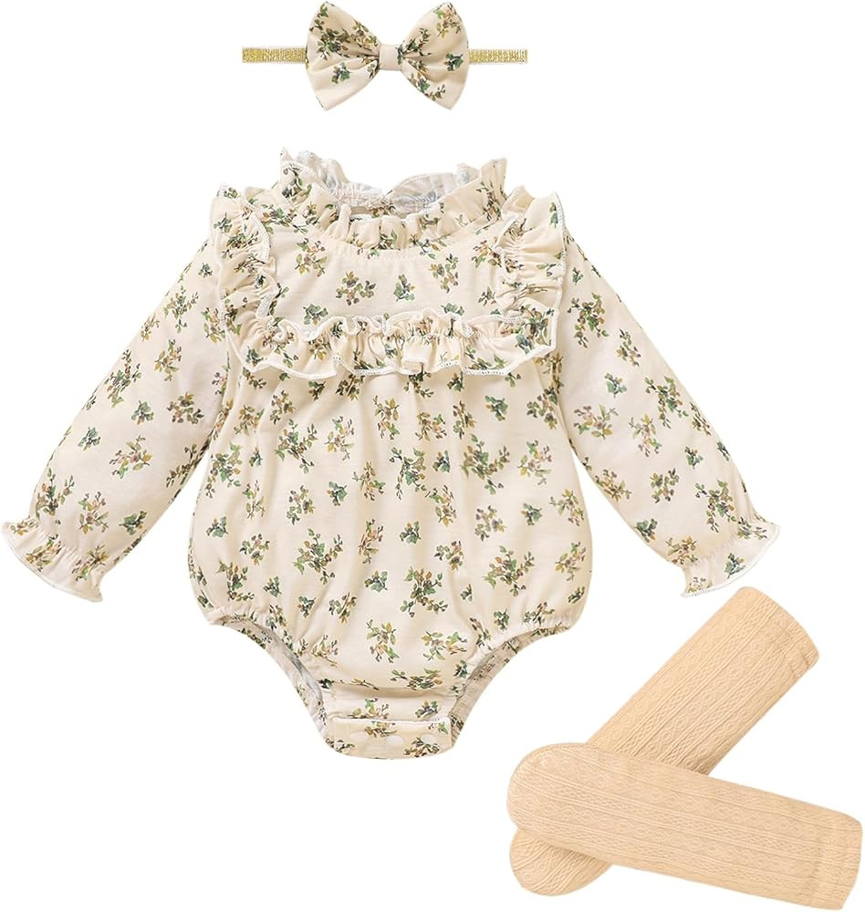 GRNSHTS Newborn Baby Girl Clothes Ruffle Rompers Toddler Fall Outfits for Girls Set Little Girl F... | Amazon (US)