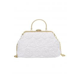 Elegant Rose Petal Clutch in White | Chicwish