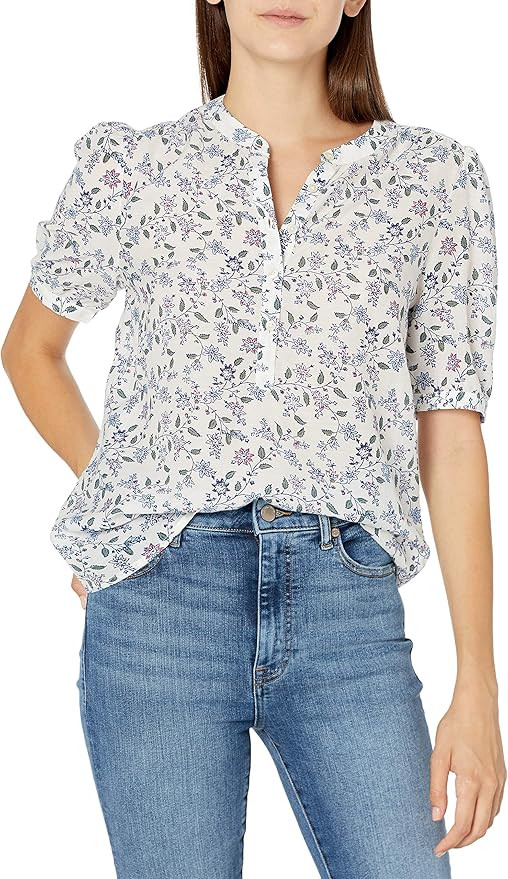 Lucky Brand Women's Elbow Sleeve Poet Popover Blouse | Amazon (US)