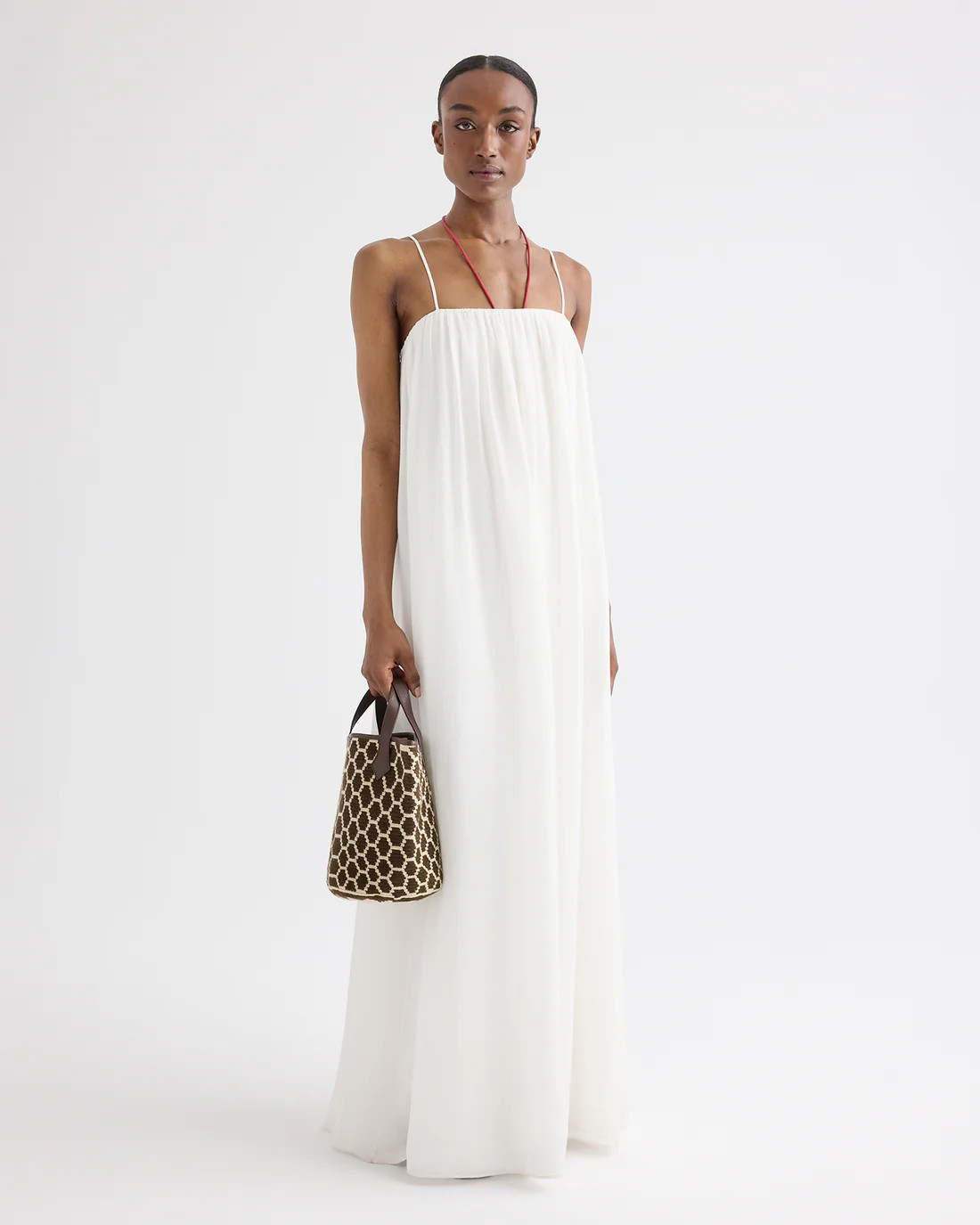 Shirred Column Dress in Linen Viscose | TWP