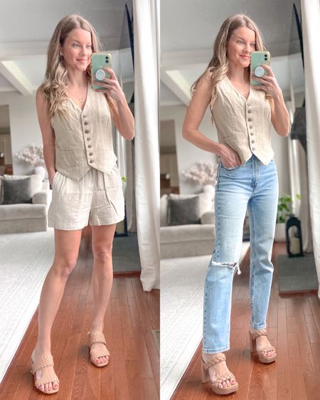 Target linen vest - so good 🤩

On the left I am wearing it with a pair of Old Navy linen shorts, but I am linking the Target linen shorts for you so you can get the exact match!!

#LTKxTarget #LTKover40 #LTKfindsunder50