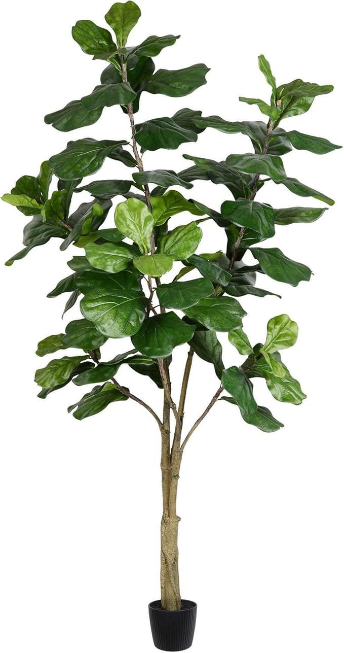 Vickerman Everyday Faux Fiddle Leaf Fig Tree 7ft Tall Green Silk Artificial Indoor Fiddle Plant w... | Amazon (US)