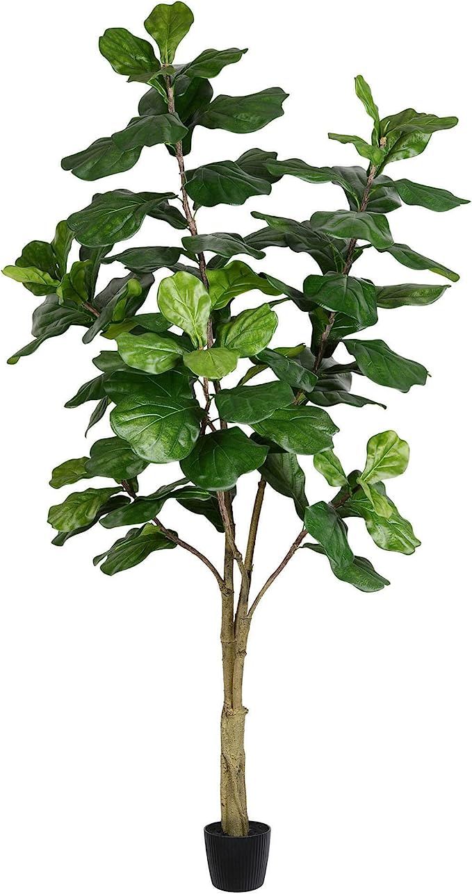 Vickerman 7ft Everyday Artificial Potted Fiddle Tree- 89 Large Fiddle Leaves - Tall Green Silk Ar... | Amazon (US)