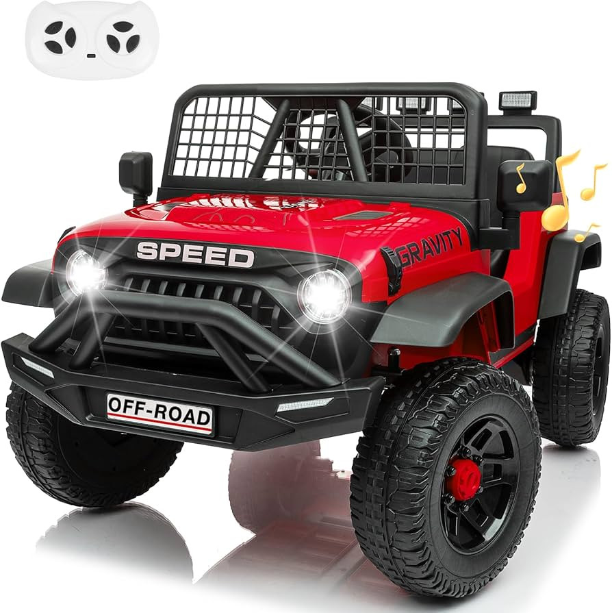 24V Jeep Power Wheels w/Remote Control, 4WD Ride on Truck Car, 3 Speed, Bluetooth Music, Wide Sea... | Amazon (US)
