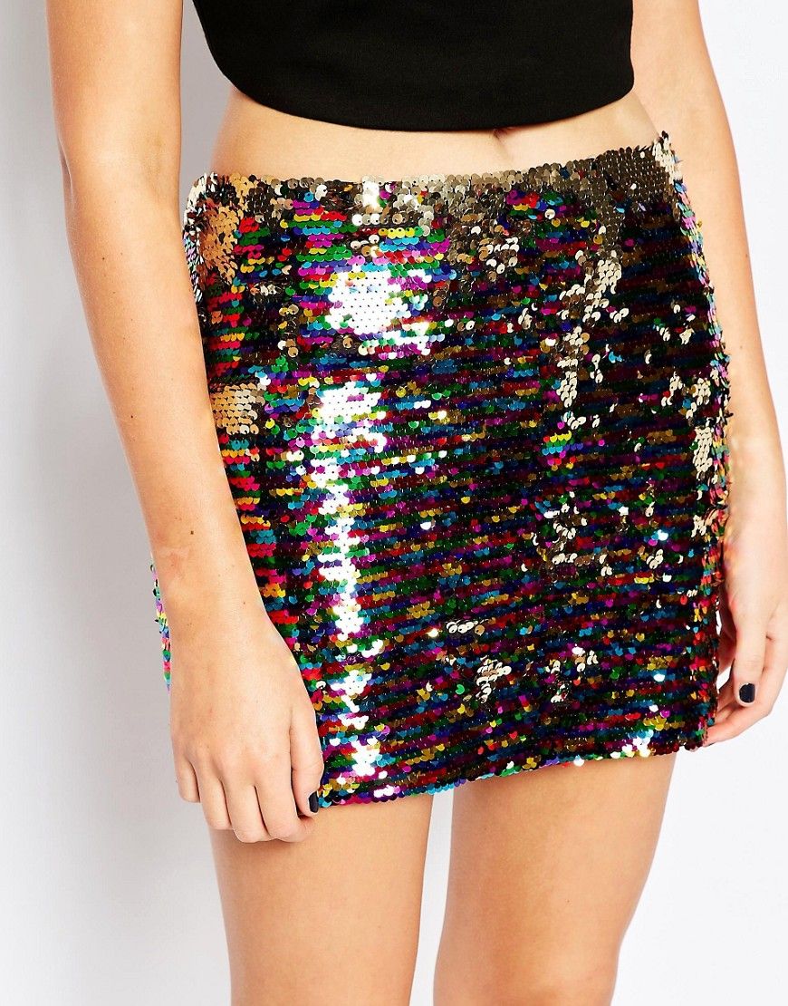 Glamorous Rainbow Sequin Mini Skirt | ASOS UK