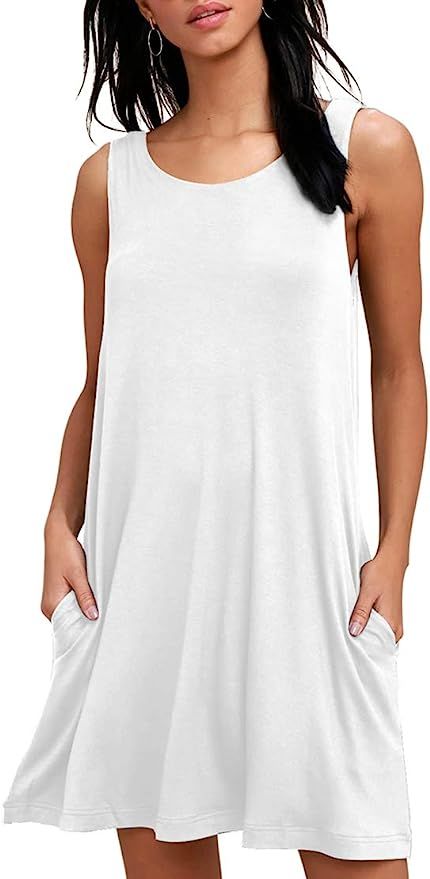 WEACZZY Women Summer Casual Swing T Shirt Dresses Beach Cover up Loose Dress | Amazon (US)