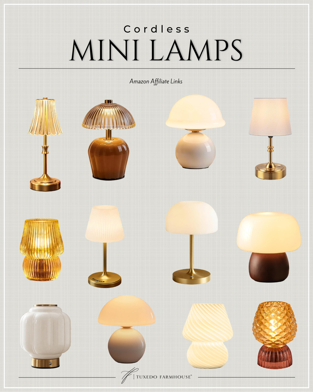 Cordless mini lamps are one of my favorite ways to add a soft, cozy glow anywhere you need it! ✨ Perfect for kitchen counters, bookshelves, consoles or little corners where an outlet isn’t convenient. I found so many pretty styles—from classic brass to warm amber glass and charming mushroom shapes. 🤎

#LTKHome #LTKStyleTip #AmazonHome #CordlessLamp #MiniLamp #HomeDecor #CozyHome #AmbientLighting 

 #LTKSeasonal #LTKHome #LTKSaleAlert