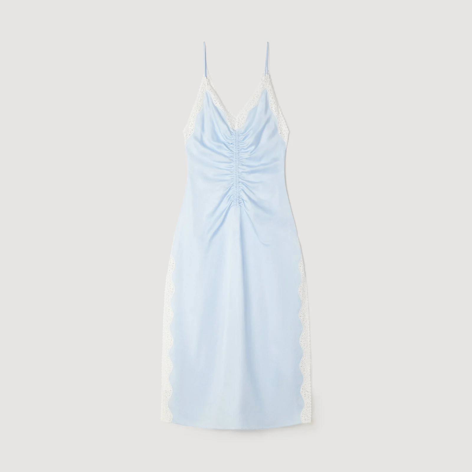 Satin-effect maxi dress with straps | Sandro US | Sandro-Paris US
