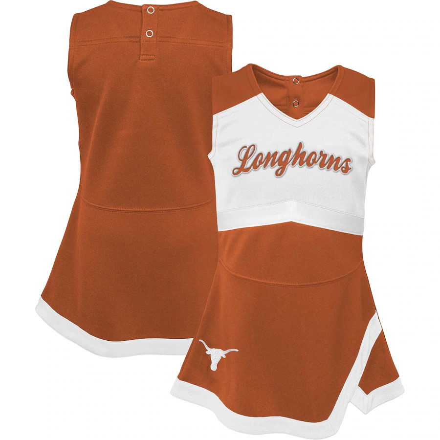Texas Longhorns Girls Youth Cheer Captain Jumper Dress - Burnt Orange/White | Fanatics