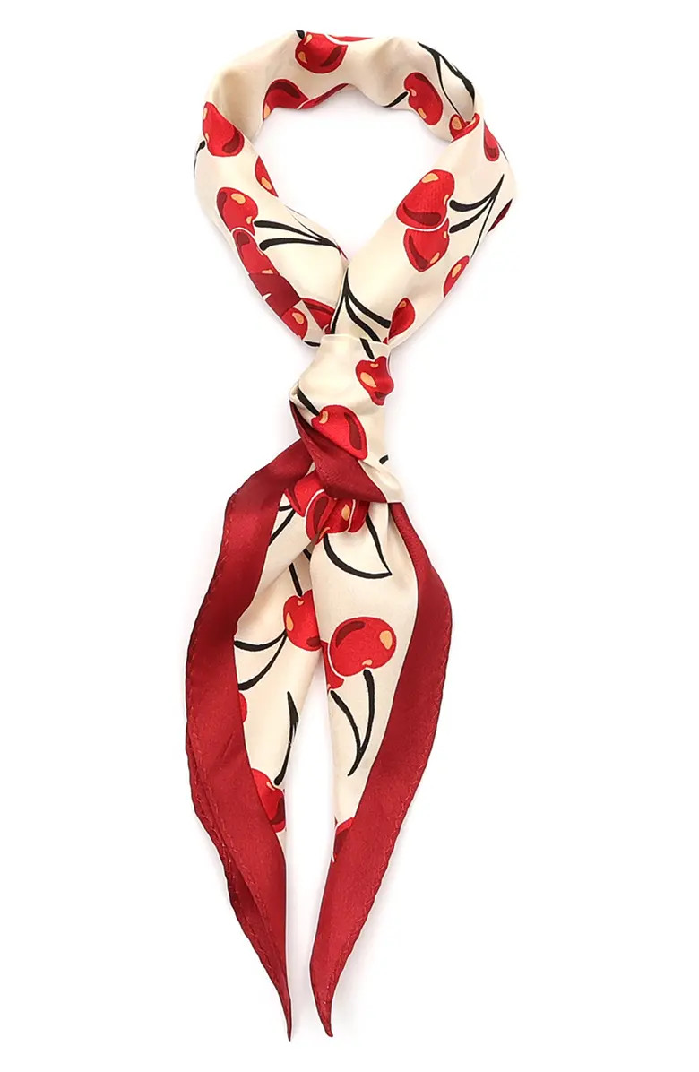 COACH Cherries Swirl Print Diamond Silk Scarf | Nordstrom | Nordstrom