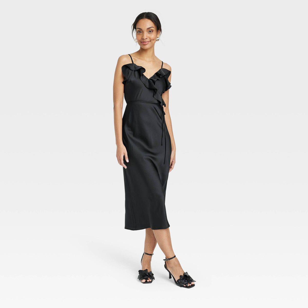 Women's Ruffle Midi Slip Dress - A New Day™ | Target
