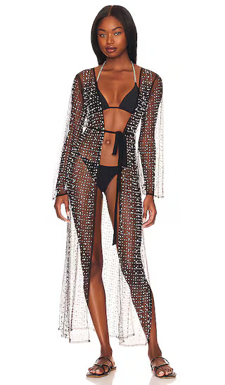 Late Nights Pearl Mesh Cardigan in Black | Revolve Clothing (Global)