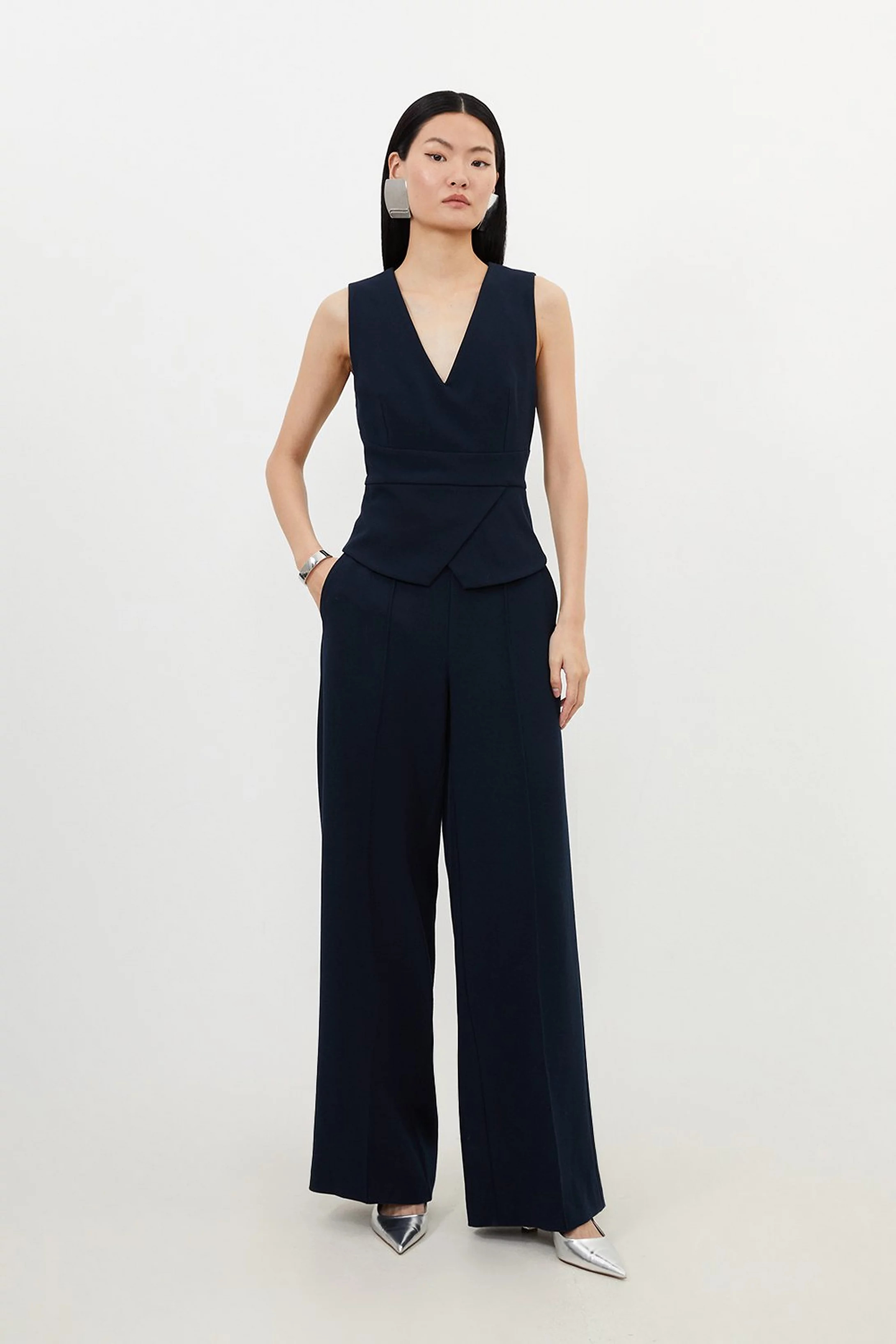 Tailored Wide Leg Trousers | Karen Millen UK + IE + DE + NL