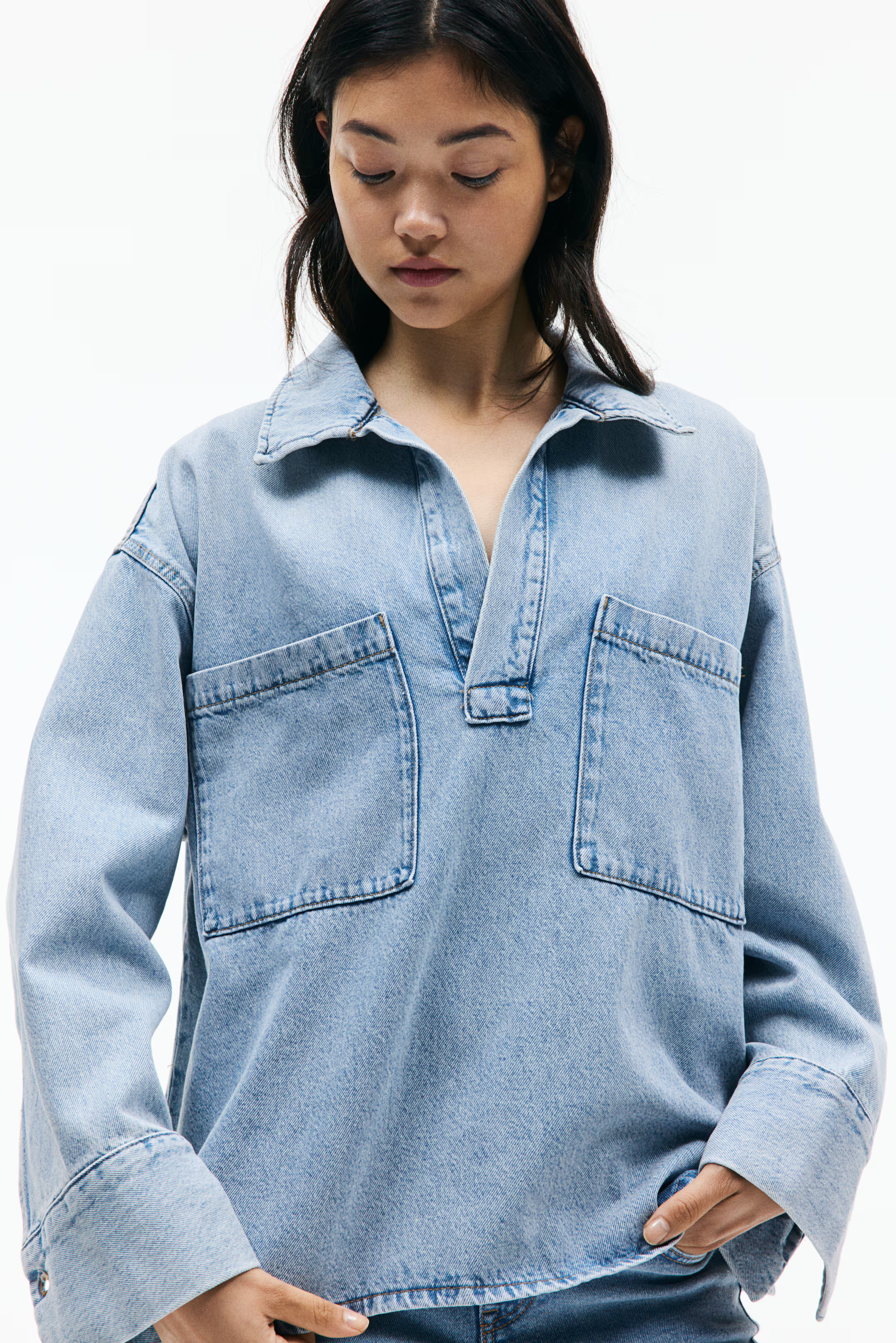 Oversized denim popover-blouse - Licht denimblauw - DAMES | H&M NL | H&M (DE, AT, CH, NL, FI)