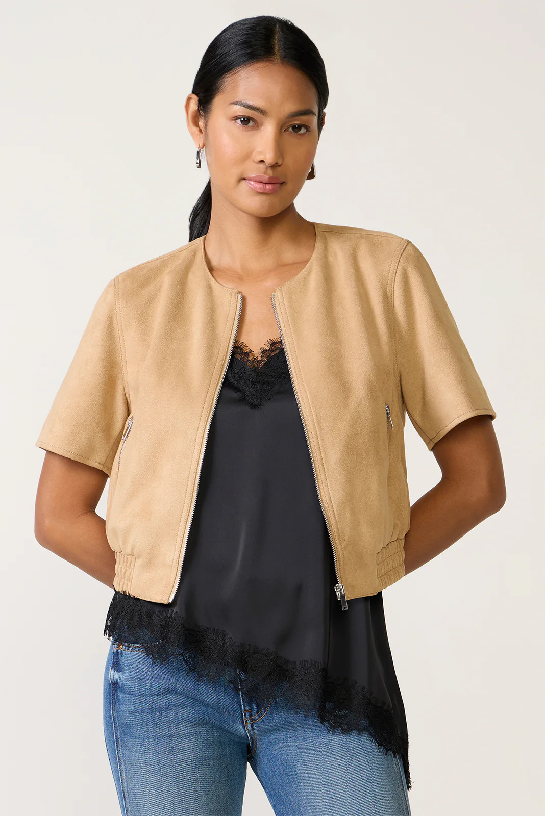 Billie Faux Suede Bomber | Evereve